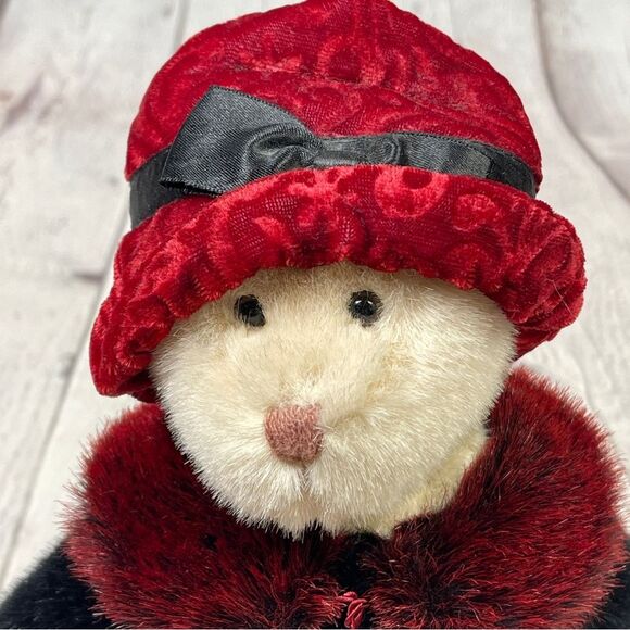 RUSS Berrie Larisa standing plush teddy bear with winter coat and hat, 12" tall - Picture 3 of 12